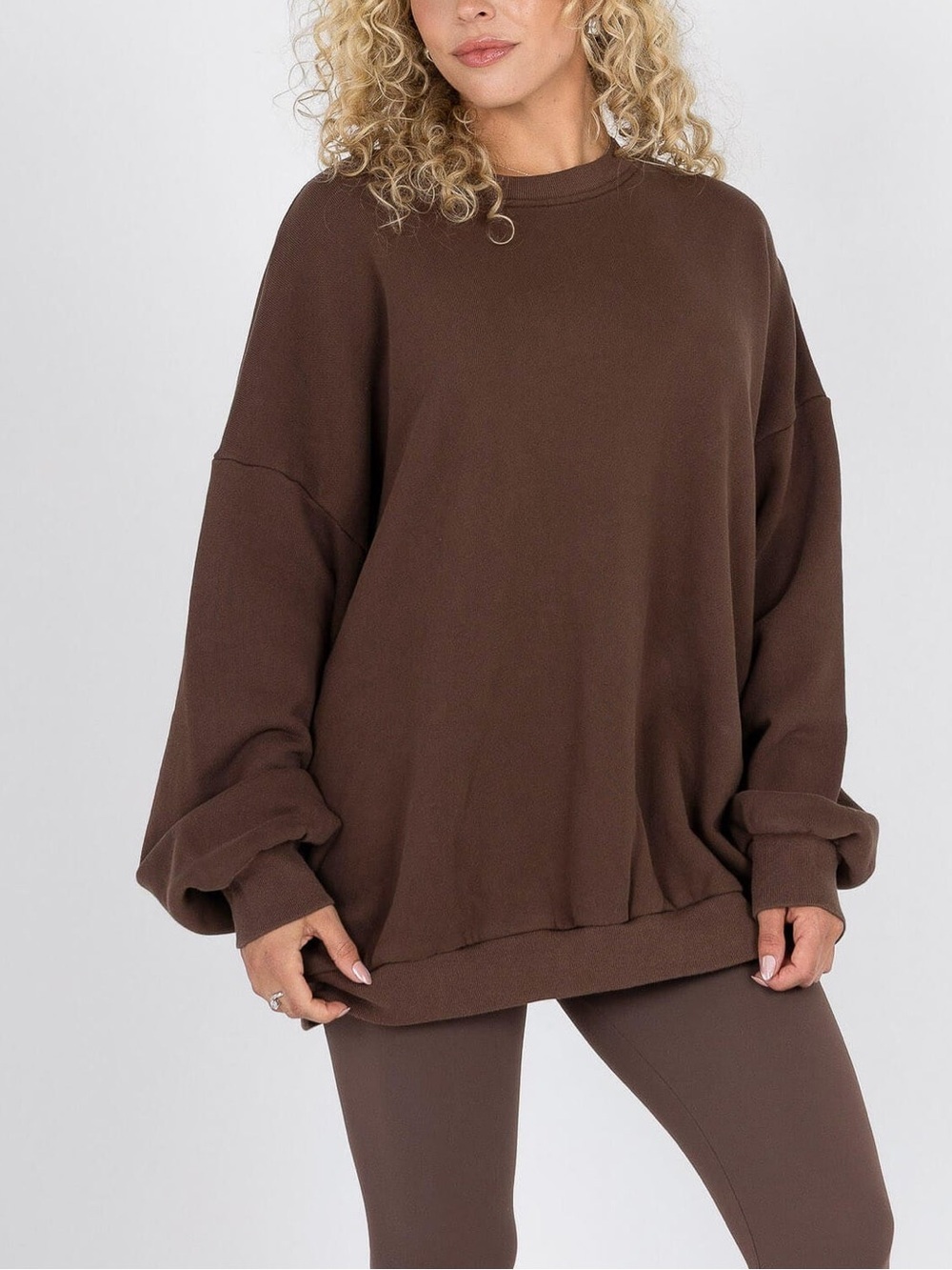 The Foxy Kind Oversized Brown Crewneck Sweatshirt